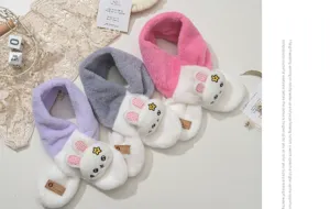 Kids plush winter scarf cute cartoon rabbit color block warm neck warmer for baby boys and girls