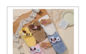 Children plush cross scarf winter cute cartoon puppy warm neckerchief kids fuzzy muffler
