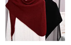Donna inverno spessa calda lana lavorata a maglia scialle triangolare foulard.