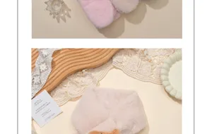 Kids winter plush cross scarf with cute puppy doll detail, warm and soft neck warmer for babies.