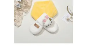 Kids plush cross scarf winter cute rabbit warm neckerchief yellow white baby collar