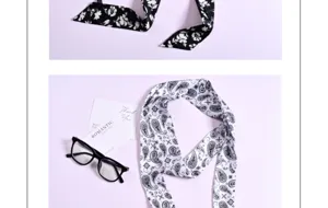 Donna foulard di seta stampato floreale lungo twilly versatile sciarpa nastro per borsa