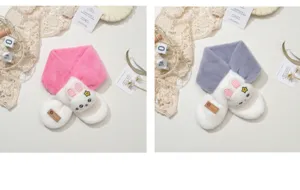 Kids plush cross scarf winter cute cartoon rabbit warm neckerchief baby windproof thermal scarf