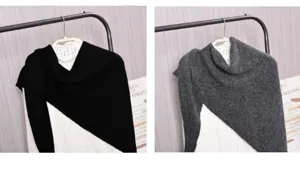 Donna lana lavorata a maglia scialle inverno caldo sciarpa triangolare collo caldo