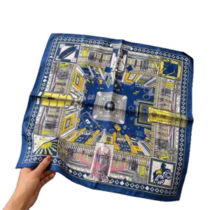 Fashion faux silk square scarf for women, elegant spring summer sun protection shawl neckerchief.