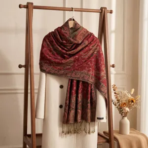 Women Winter Warm Long Scarf Vintage Paisley Jacquard Tassel Shawl Wrap Cotton Soft Casual Fashion Scarf