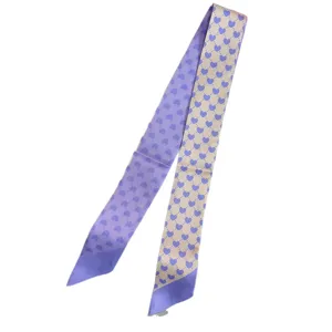 French style twill skinny silk scarf for women, chic hair band and bag decorative ribbon.