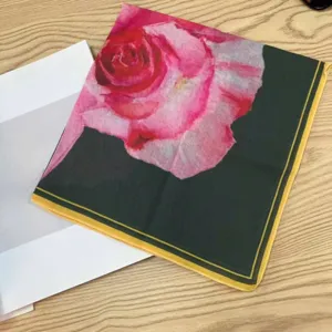 Pañuelo cuadrado floral de pintura al óleo mujer, elegante bufanda de verano ligera.