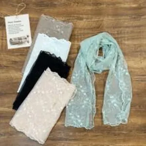 Cinta de encaje romántica francesa, bufanda larga plisada decorativa para mujer.