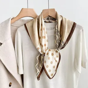Luxury silk scarf 70 square mulberry silk satin elegant neckerchief detailed view.