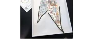 Silk twill diamond scarf women autumn new versatile elegant vintage printed neckerchief shawl