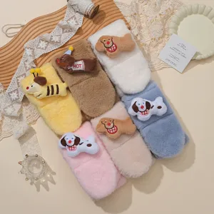Children Winter Warm Plush Scarf Cute Dachshund Doll Cross Knitted Neckerchief Kids Soft Furry Neck Warmer