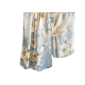 Edler Maulbeerseide Schal für Damen, elegantes Blumenmuster Farbverlauf Tuch, Geschenk.