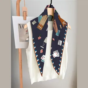 Women twill silk diamond scarf elegant autumn new versatile luxury shawl neckerchief wrap