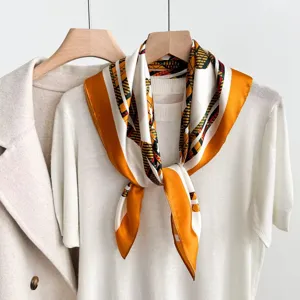 Luxury silk scarf 70cm square fashion neckerchief premium mulberry silk accessory detail