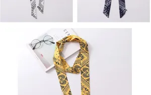 Chic foulard stampato in seta per donna, elegante nastro twilly versatile per borse.