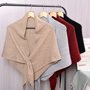 Donna Misto Lana Scialle Triangolare Lavorato a Maglia Autunno Inverno Caldo Sciarpa Ispessita Moda Tinta Unita Scaldacollo Avvolgente
