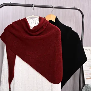 Donna inverno sciarpa spessa in lana lavorata a maglia scialle triangolare caldo elegante.