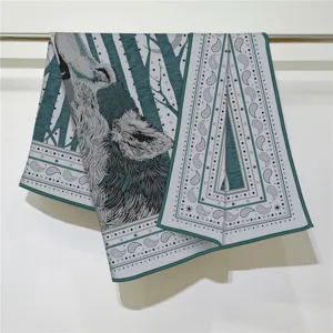 Herbst Winter Samt Quadratisch Schal mit heulender Wolf Kunst Druck, weich warm Tuch.
