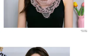 Women floral lace embroidered triangle scarf stylish layering fake hem chic accessory