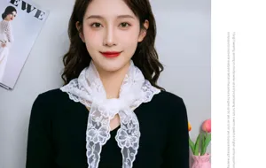 Spring summer women white lace embroidered triangle scarf retro versatile decorative shawl.