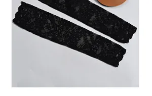 Black lace sun protection sleeves, summer thin breathable arm cuffs for women UV protection.