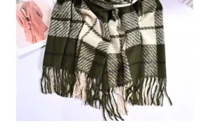Autumn winter green plaid fringe scarf soft warm imitation cashmere shawl neckerchief