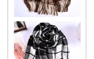 Autumn winter new imitation cashmere scarf thick loop yarn plaid fringe warm scarf shawl