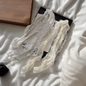 French Romantic Sweet Lace Ribbon Scarf Pleated Long Decorative Waist Band Versatile Neckerchief Women Accessories
