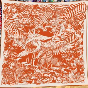 Luxus großer quadratischer Seidenschal mit Dschungel Tierdruck warmer Winterschal
