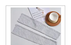 Grey lace sun protection sleeves for women, summer thin breathable ice silk arm cuffs.
