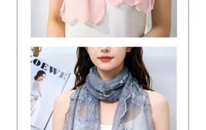 Women spring summer lace embroidered scarf elegant decorative shawl breathable neckerchief
