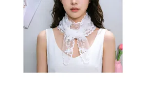 Spring summer white lace triangular scarf elegant floral embroidered neckerchief head wrap