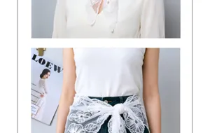 Foulard triangulaire en dentelle blanche française accessoire polyvalent ceinture élégante