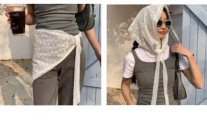 Foulard triangulaire en dentelle blanche pour femme jupe de hanche et bandeau de mode