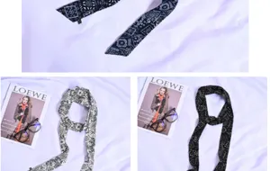 Sciarpa di seta lunga e stretta in stile coreano bandana stampata nastro per borsa versatile