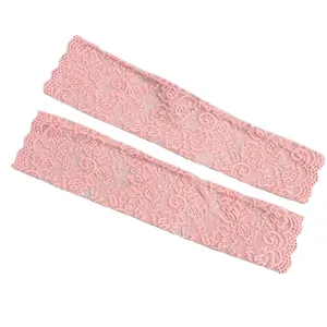 Women Summer Lace Sun Protection Sleeves Breathable Ice Silk Arm Covers Pink Pair New