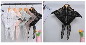 Primavera verano mujeres encaje bordado triángulo bufanda ligero hueco floral pañuelo