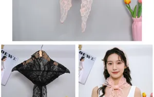 Women vintage lace embroidered triangle kerchief chic floral hair band versatile scarf