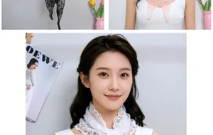 Women's lace embroidered triangular scarf retro floral fake collar versatile neck accessory