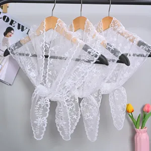 Women Lace Triangle Scarf Floral Embroidery Head Scarf Fashion Hair Accessories Sweet Casual Neck Scarf For Daily Wear