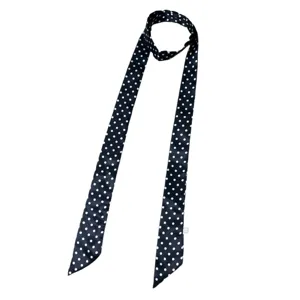 Black and white polka dot narrow scarf chic twilly neckerchief lightweight fashionable accessory