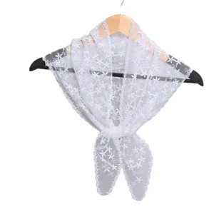 Lace triangle scarf women headscarf floral white neckerchief vintage hair band fashion