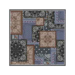 Elegantes 70cm Paisley Patchwork Druck Quadratisches Halstuch fuer Damen und Herren Mode.