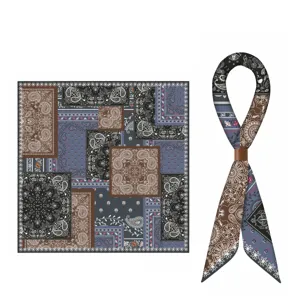 Klassischer Paisleymuster Quadrat Schal und Twilly Set, Vintage Patchwork Design Damen.