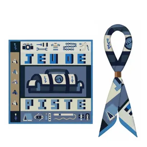 Luxus blaue Seidenquadrat Tuch 70cm elegante Reiter Print Mode Halstuch für Damen Stil