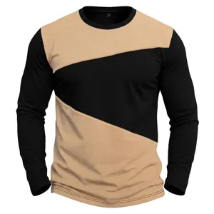 Maglietta casual uomo slim fit manica lunga blocco di colore girocollo per autunno