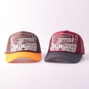 Casual breathable mesh baseball cap with stylish front embroidery letters for outdoor sun protection.
