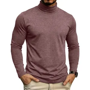 Herren Slim Fit Rollkragen Langarmshirt, bequeme lässige Herbst Winter Thermalschicht.