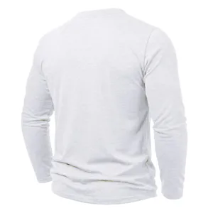 T-shirt Henley manches longues homme casual top gris vue arriere style tendance